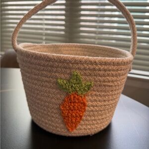 Handmade Crochet Basket with Carrot Design